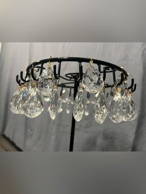 Chandelier Crystals 1.5”x1” Pear Shaped w/gold tone hooks - set of 19 - Vintage